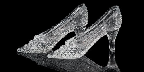 Crystal high-heeled shoes symbolizing cosmetic foot enhancements in discussions about foot surgery options.